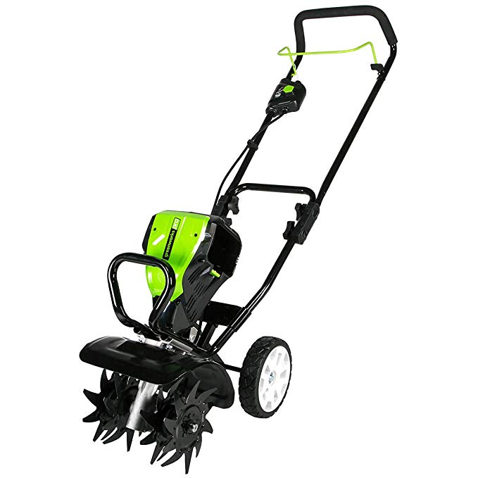 Greenworks TL80L210 Pro 80V 10-Inch Tiller, 2Ah Battery Included, Black and Green