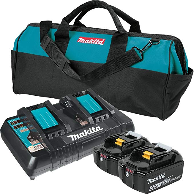 Makita BL1850B2DC2X 18V LXT Lithium-Ion Battery & Dual Port Charger Starter Pack (5.0Ah)