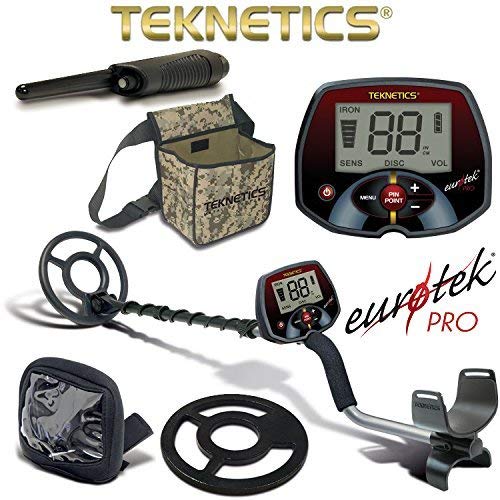 Teknetics Eurotek Pro Metal Detector with Coil Cover Rain Cover Pouch PinPointer