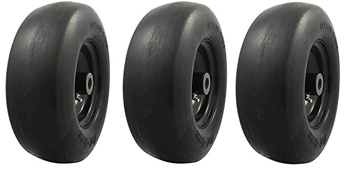 MARASTAR 00232 Universal Fit Flat Free 11 x4.00-5 Lawnmower Tire Assembly (3-(Pack))