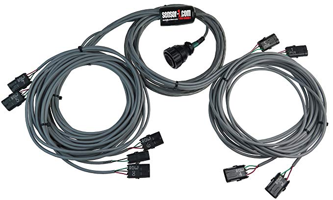 Sensor-1 HJD37WP08 8 Row Planter Harness for John Deere Monitor with 37 Pin Amp Monitor Plug and Weather Pack Connectors