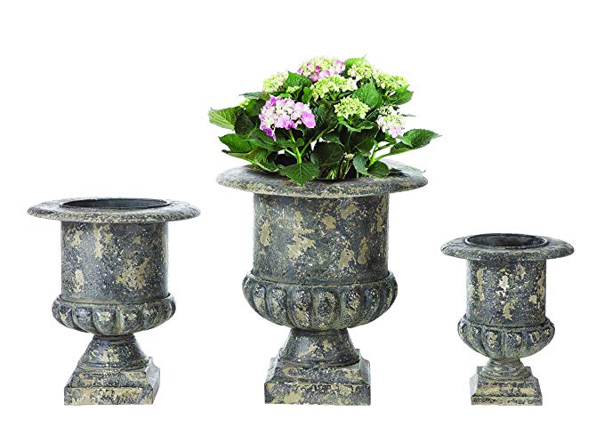 Creative Co-op DE7779 Set of 3 Black Metal Urns